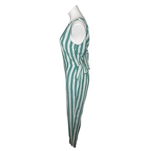 MARINE LAYER Eloise Jumpsuit in Green Lake/White Stripe Size Medium Women Tencel - Picture 2 of 11